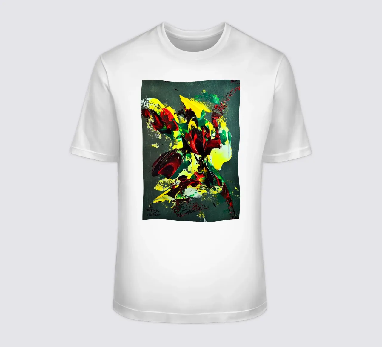 MESSAGE FROM THE HEART 7. t-shirt da Thierry Vobmann Abstract painting