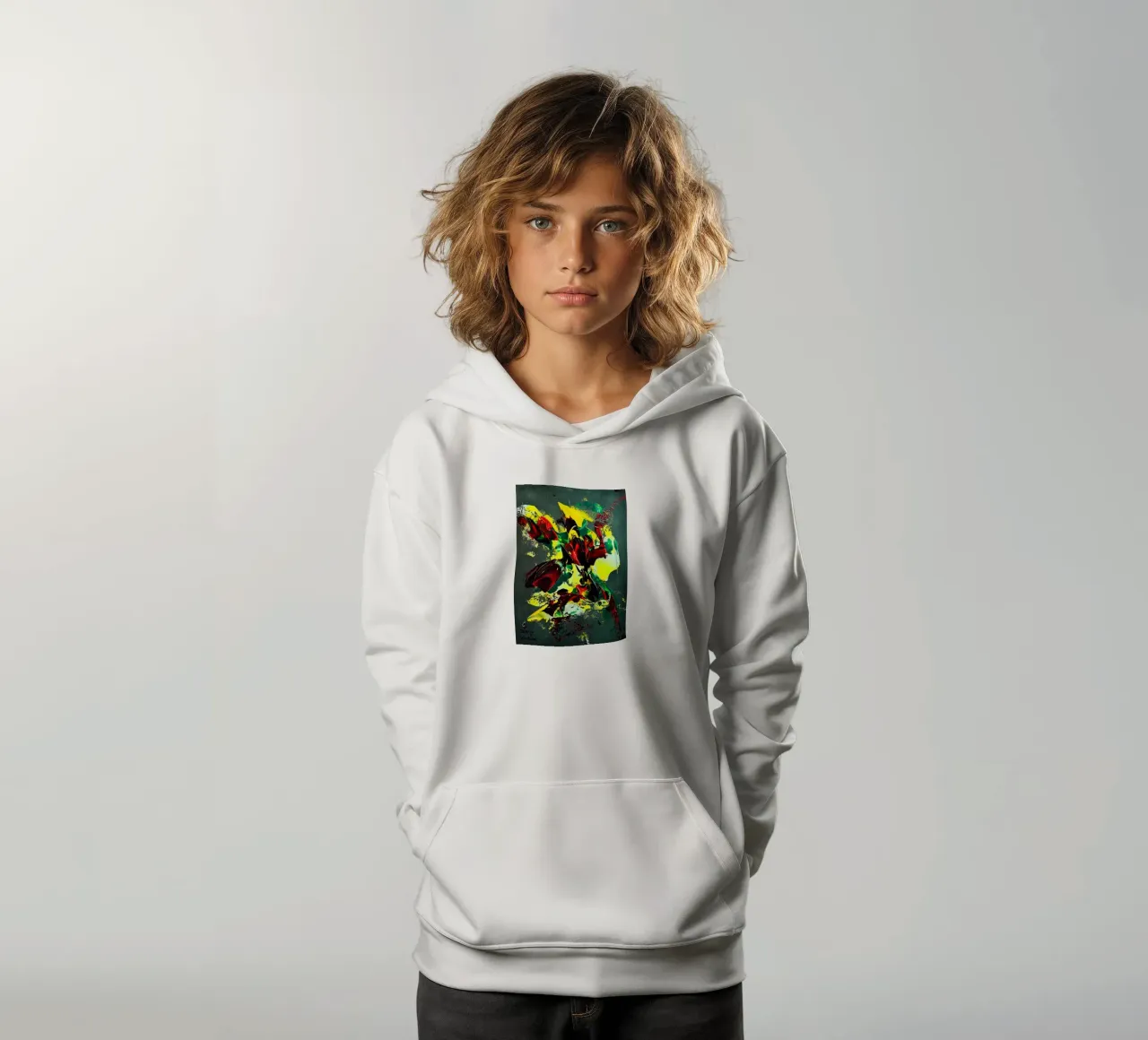 MESSAGE FROM THE HEART 7. felpa bambino con cappuccio da Thierry Vobmann Abstract painting