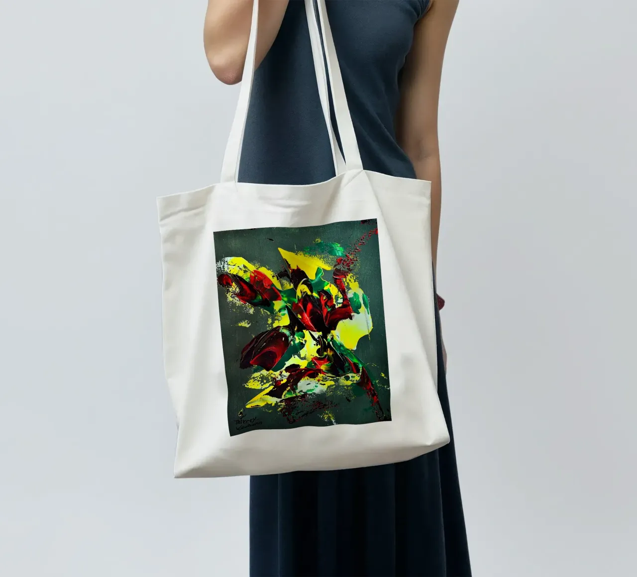 MESSAGE FROM THE HEART 7. borsa in juta da Thierry Vobmann Abstract painting