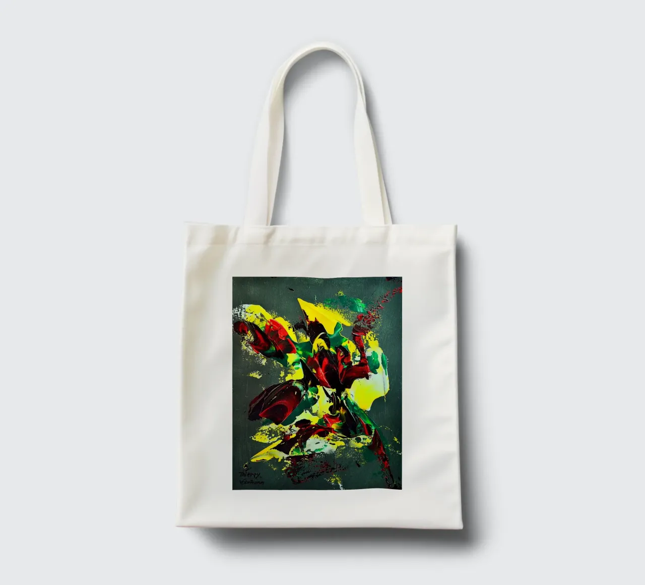 MESSAGE FROM THE HEART 7. borsa in juta da Thierry Vobmann Abstract painting