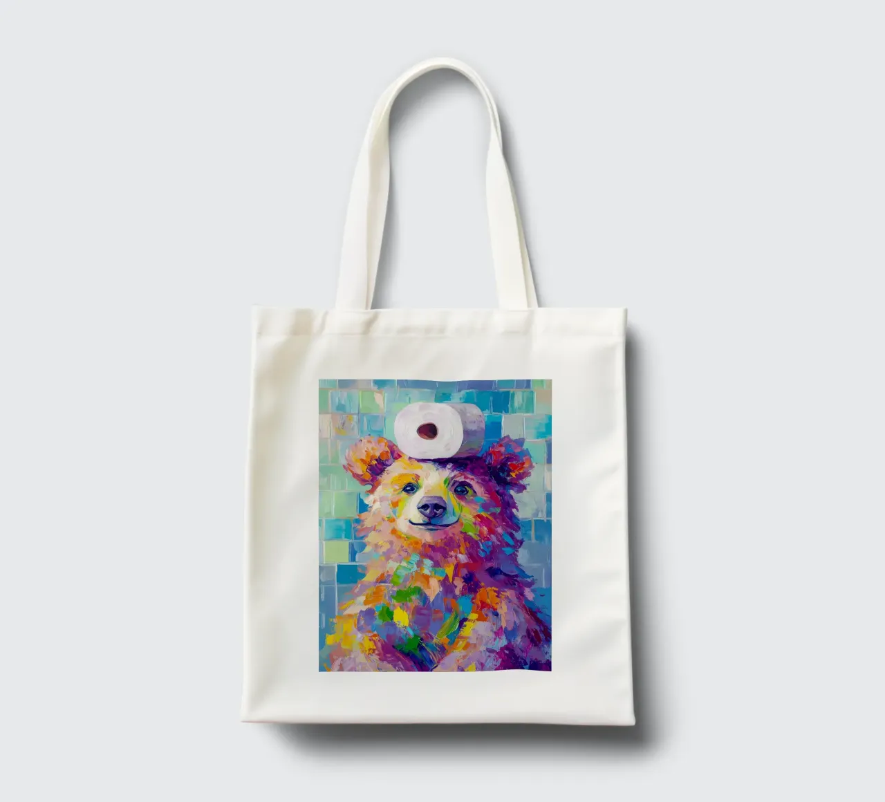 Orso con carta igienica borsa in juta da Adrian Patel