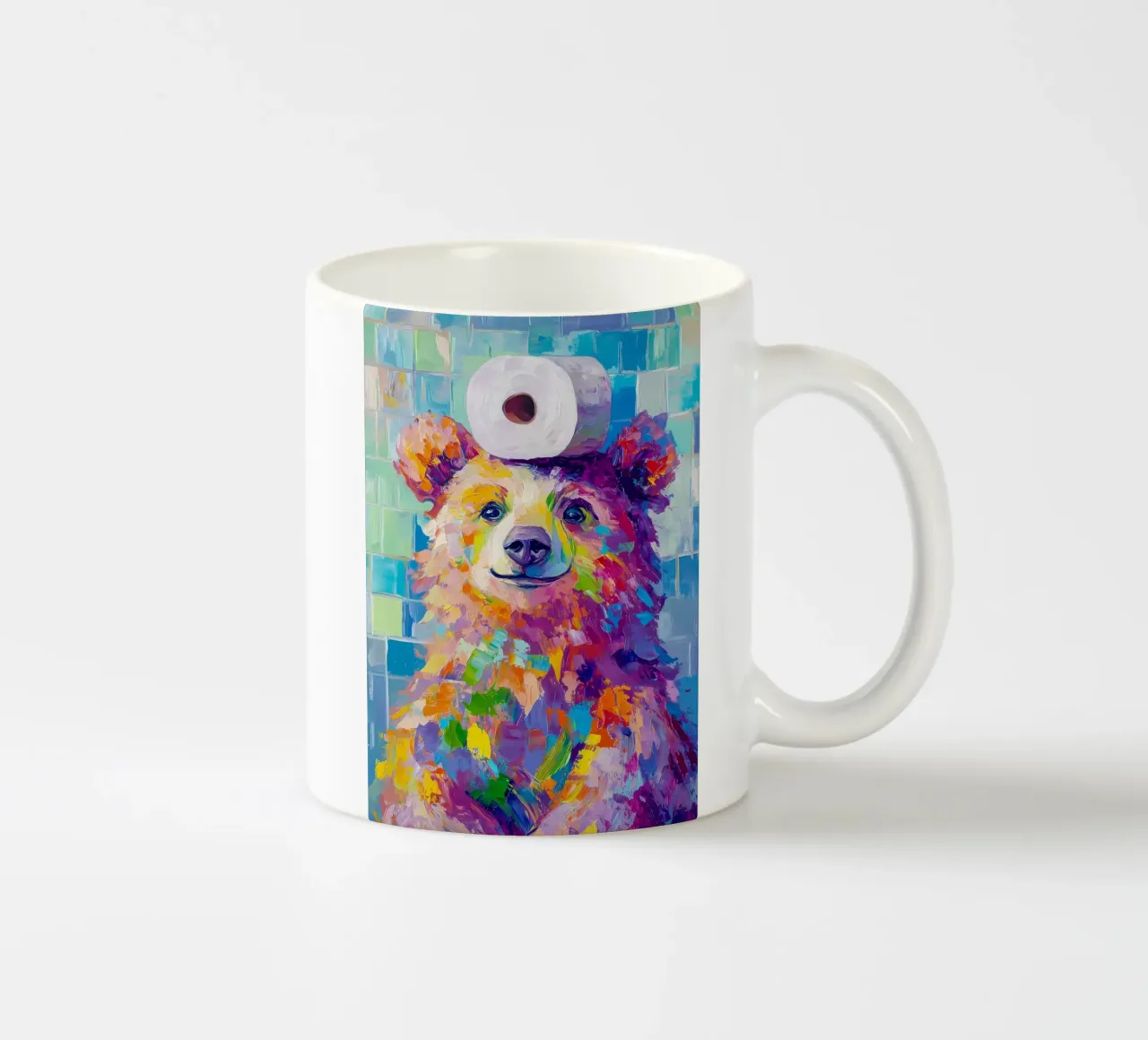Orso con carta igienica tazza in ceramica da Adrian Patel