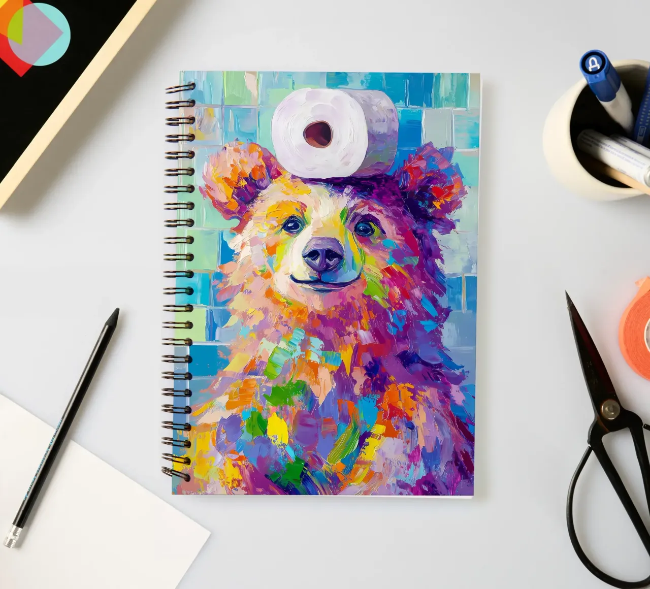 Bär mit Toilettenpapier Ringbuch von Adrian Patel