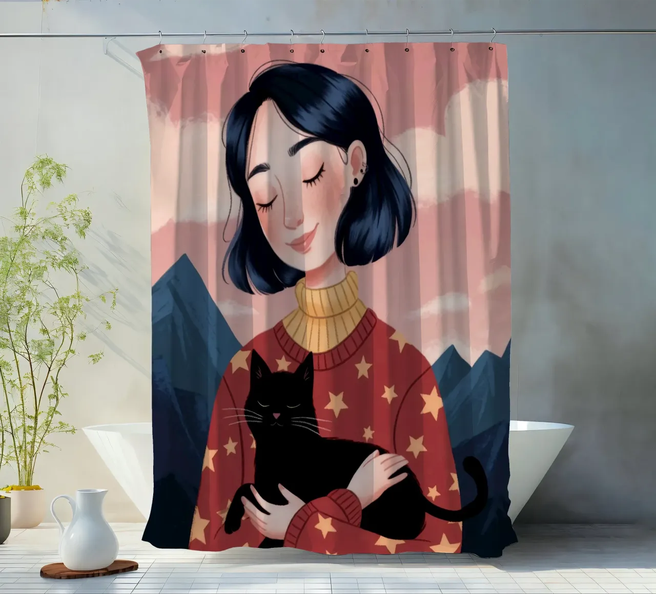 Mountain Companion Portrait shower curtain by Lumina Vision