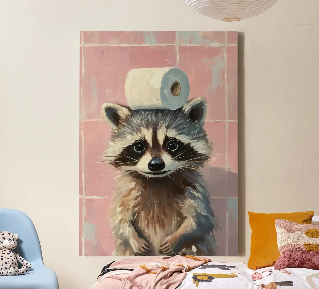 Waschbär mit Toilettenpapier Leinwand von Adrian Patel