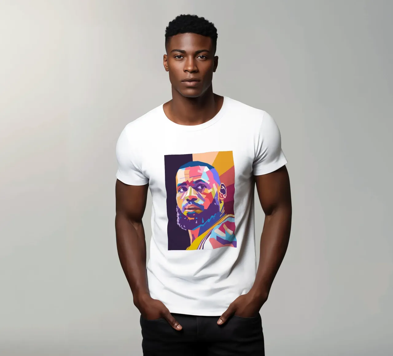L'icône du basket-ball Lebron James pop art t-shirt de Hantamrata