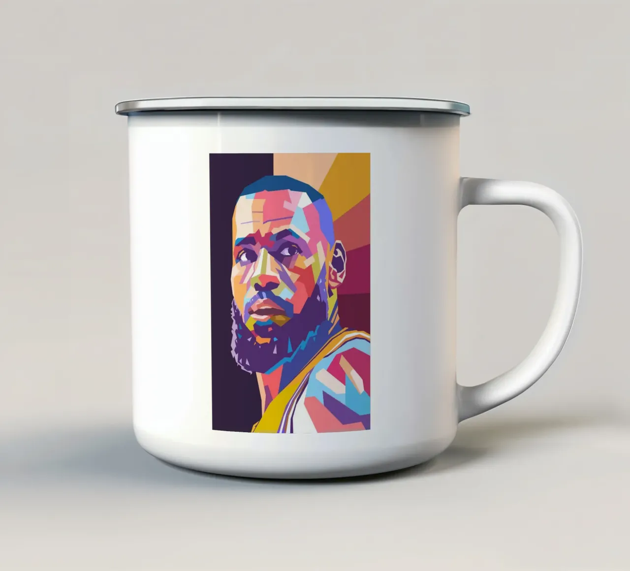 L'iconico giocatore di basket Lebron James pop art tazza in smalto da Hantamrata