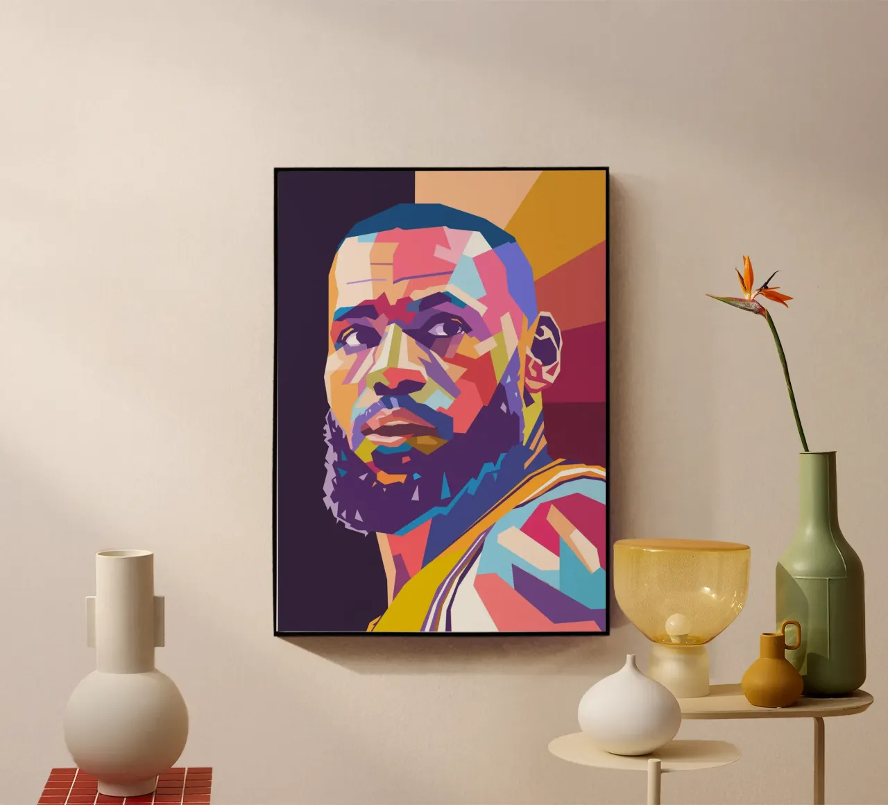 L'iconico giocatore di basket Lebron James pop art plexiglass da Hantamrata