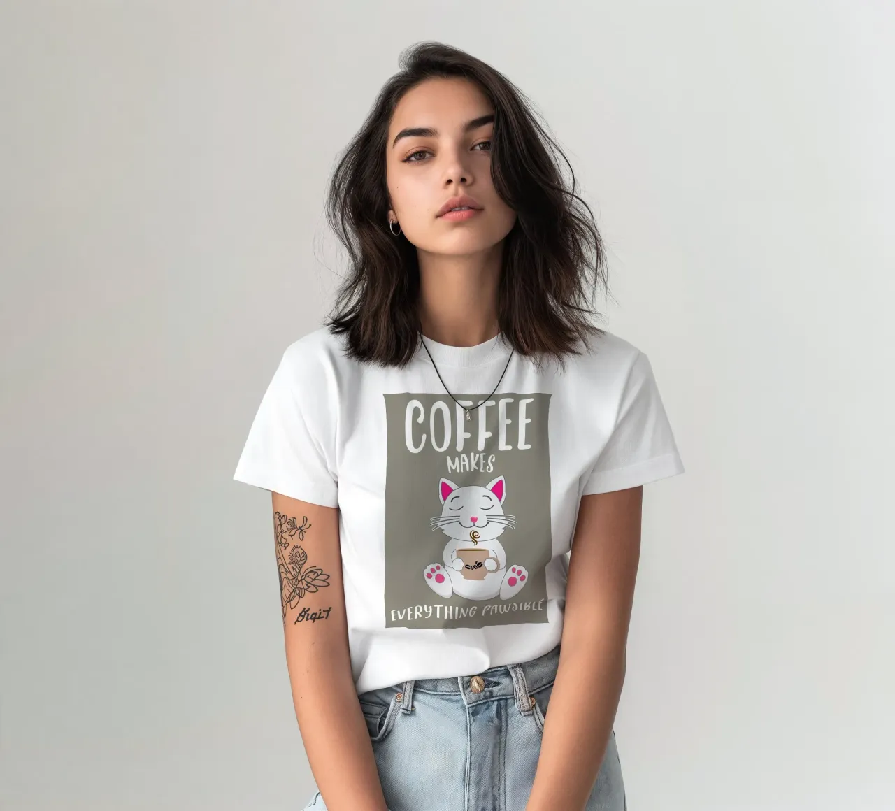 Citazioni su caffè e gatti t-shirt da Bartosz Powalka
