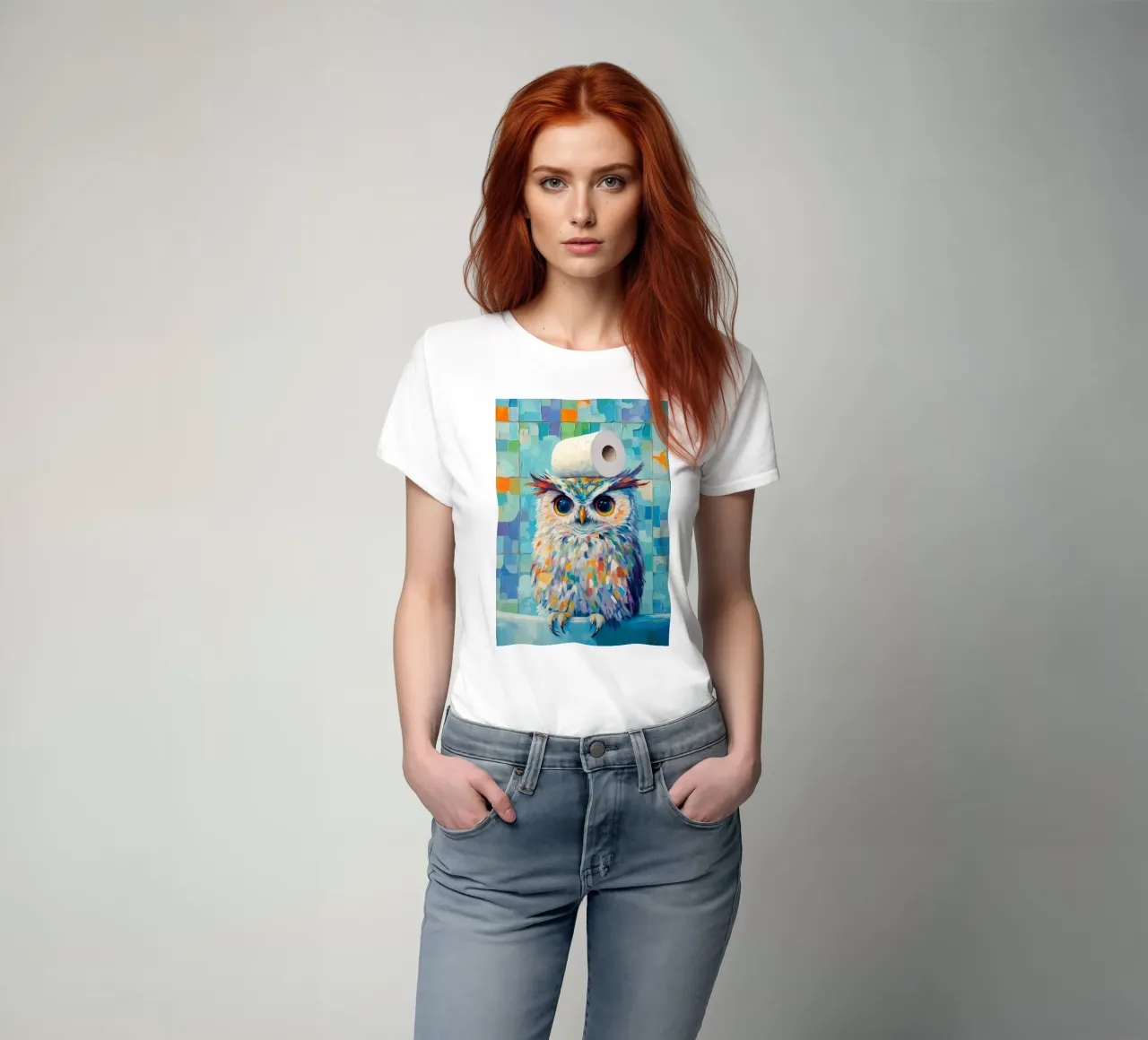 Owl with Toilet Paper t-shirt by Adrian Patel