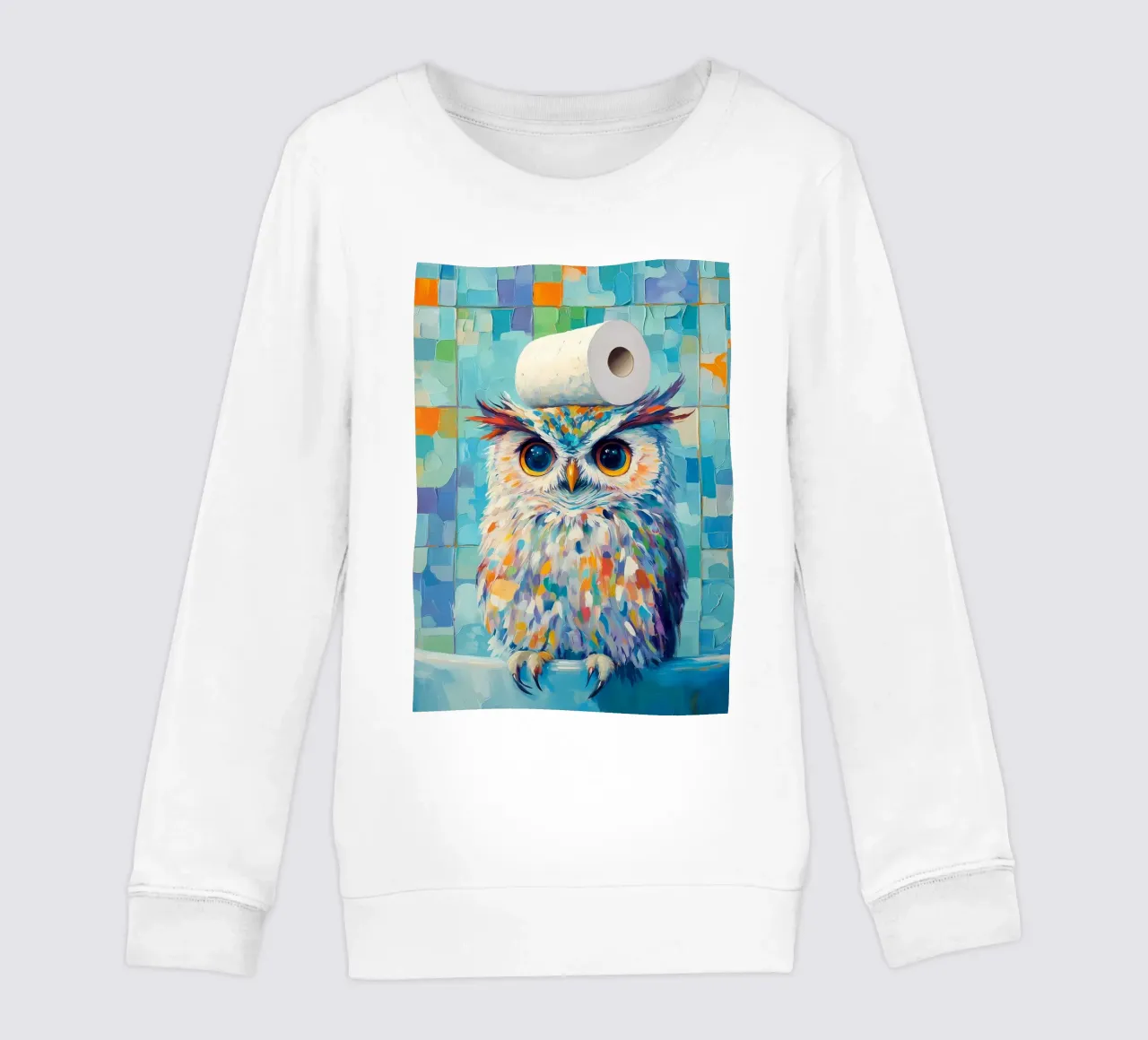 Hibou avec papier hygiénique sweat enfant de Adrian Patel