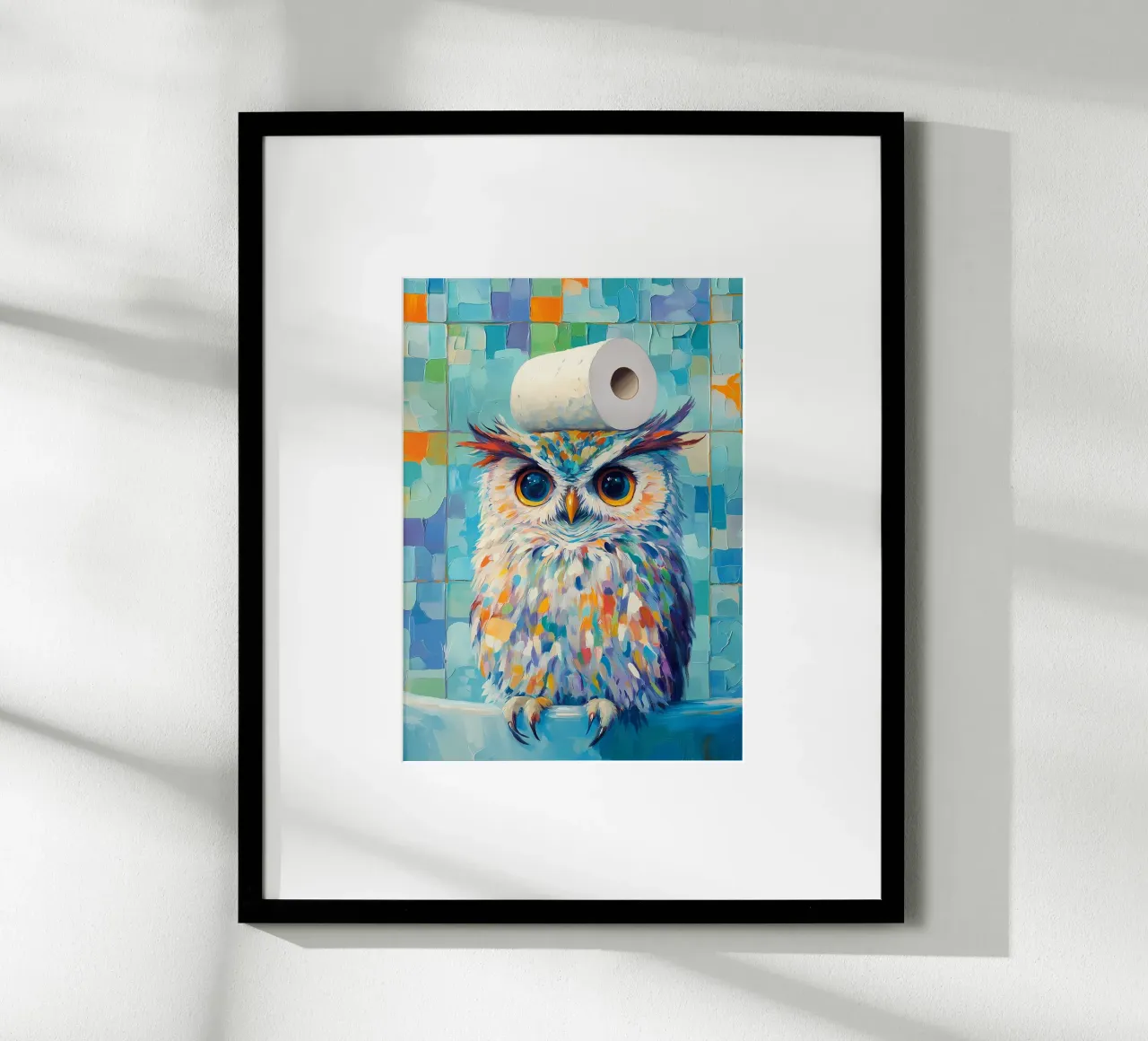 Hibou avec papier hygiénique poster de Adrian Patel