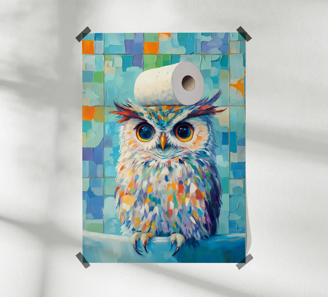 Hibou avec papier hygiénique poster de Adrian Patel