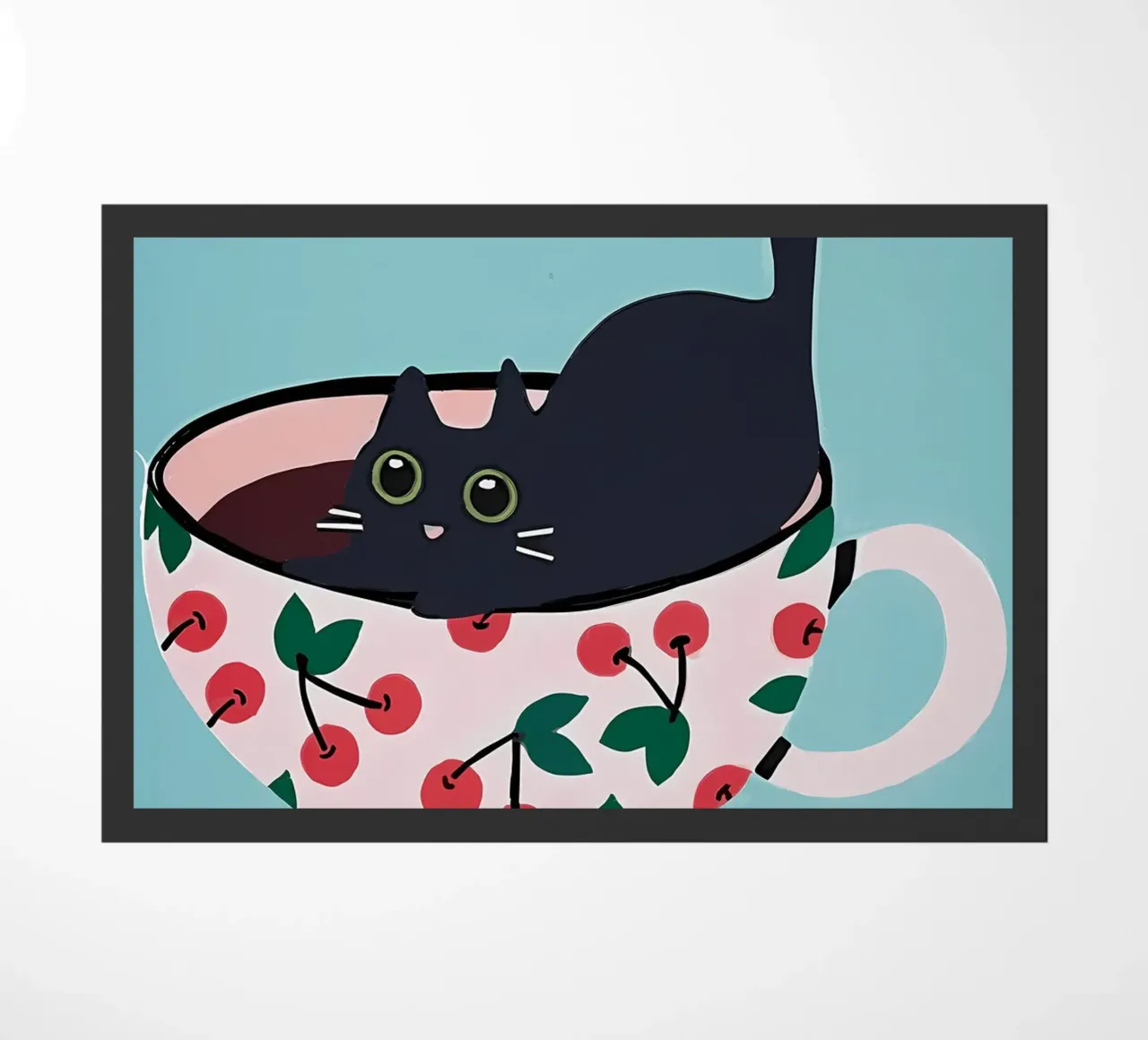 Gatto nero in tazza da tè zerbino da Bartosz Powalka