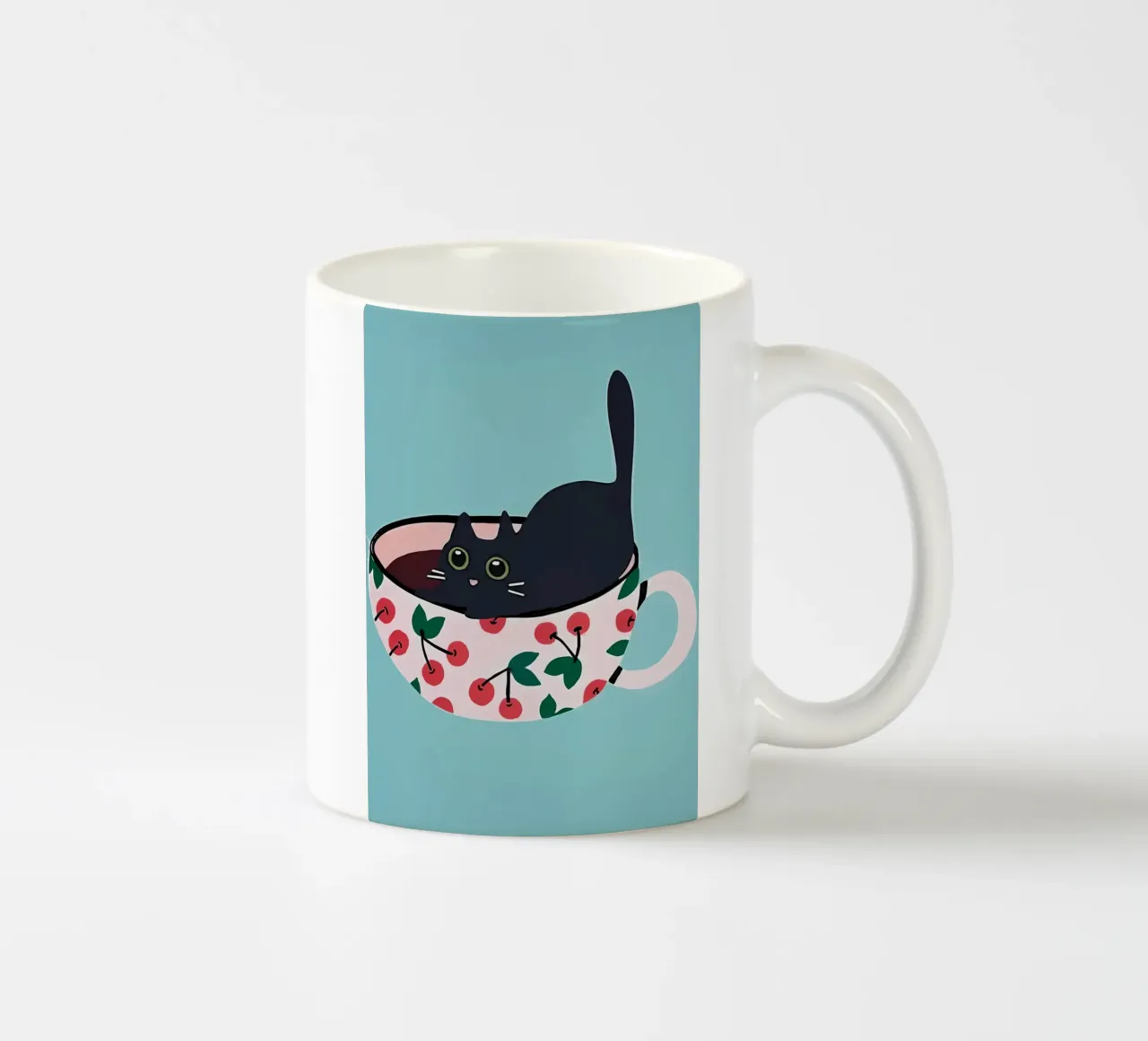 Black Cat in Teacup ceramic mug by Bartosz Powalka