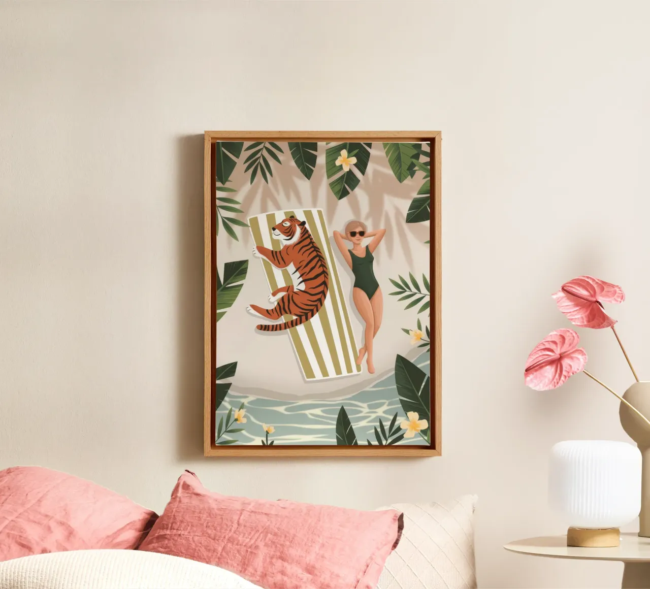Jungle Ontspanning Portret canvas met Baklijst van Lumina Vision