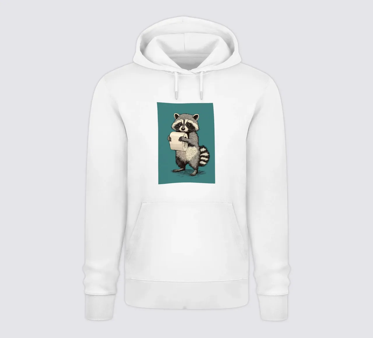 Procione con carta igienica in mano felpa con cappuccio da Adrian Patel