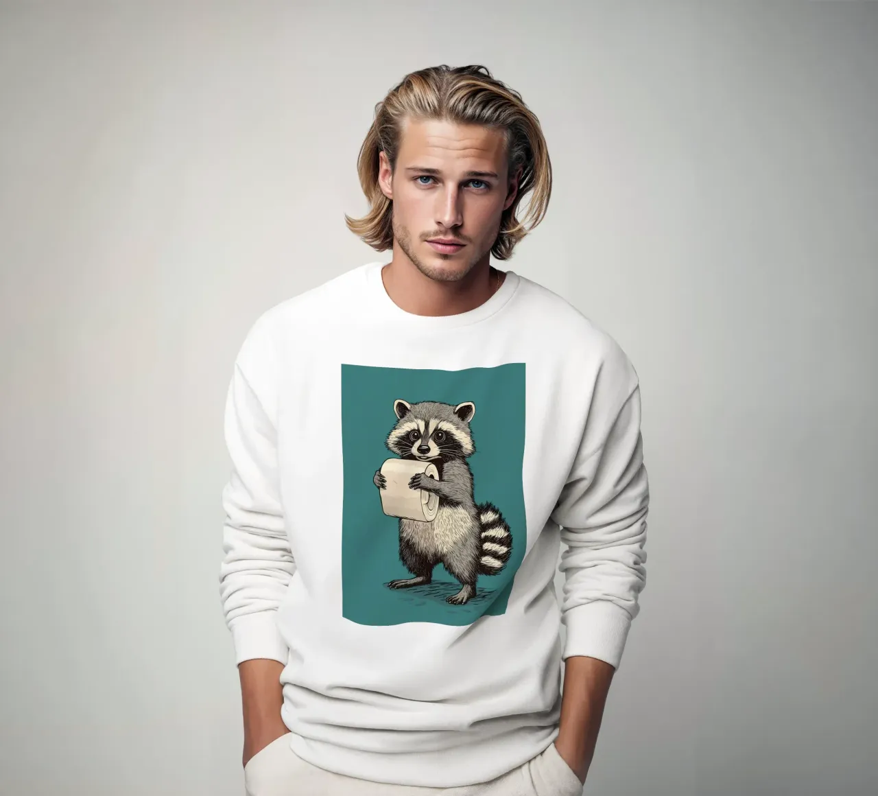 Raton laveur tenant du papier hygiénique sweat de Adrian Patel