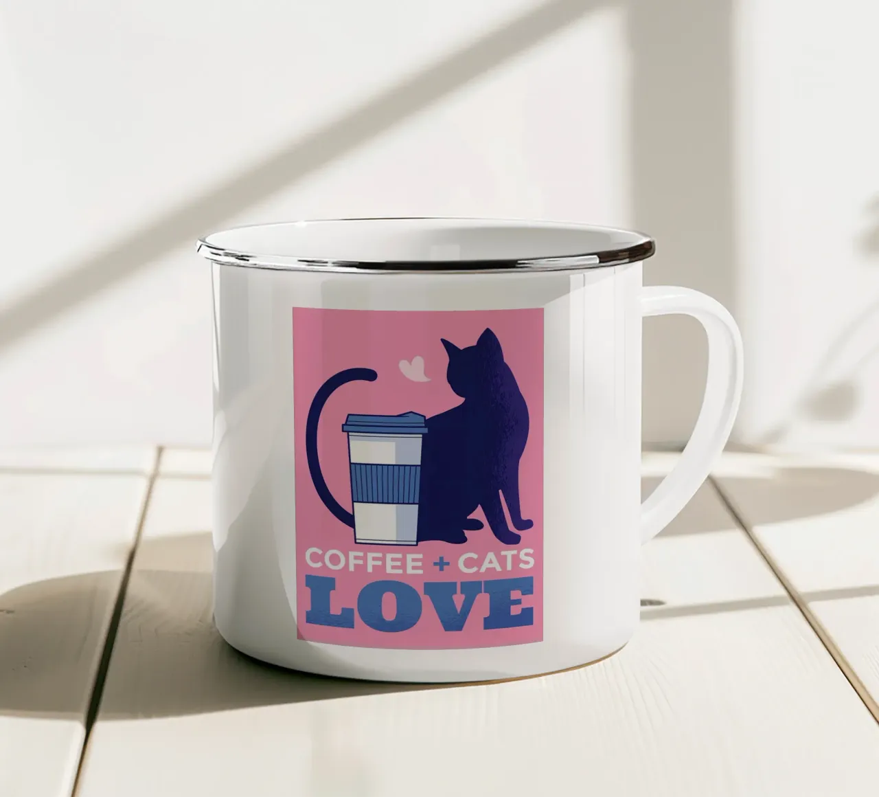 Caffè e gatti sono amore tazza in smalto da Bartosz Powalka