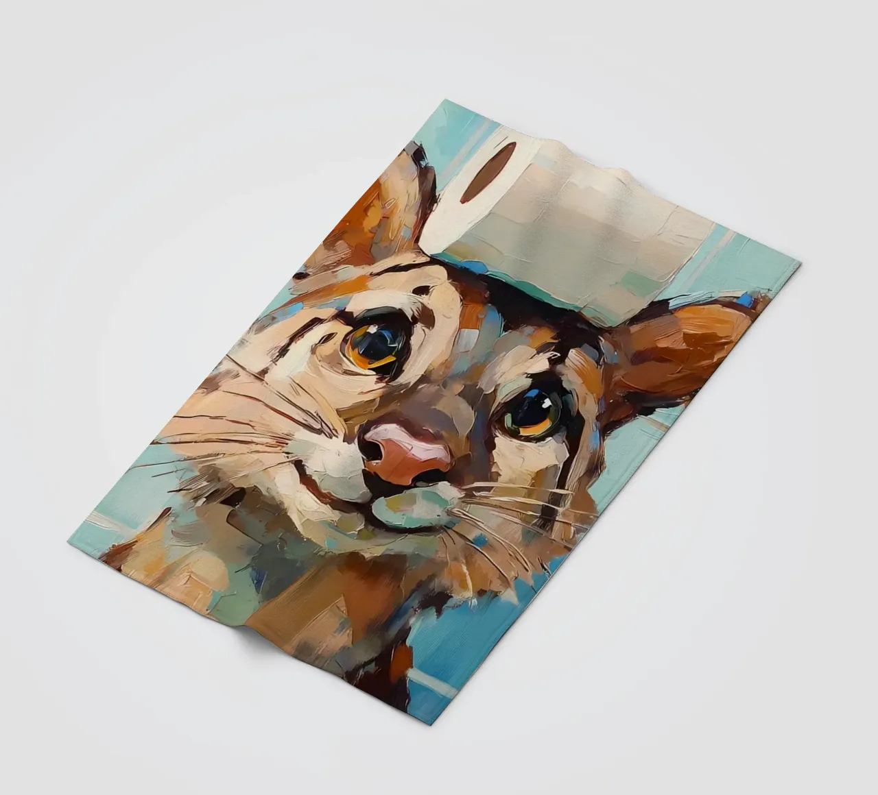 Gatto con cappello di carta igienica coperta in pile da Adrian Patel