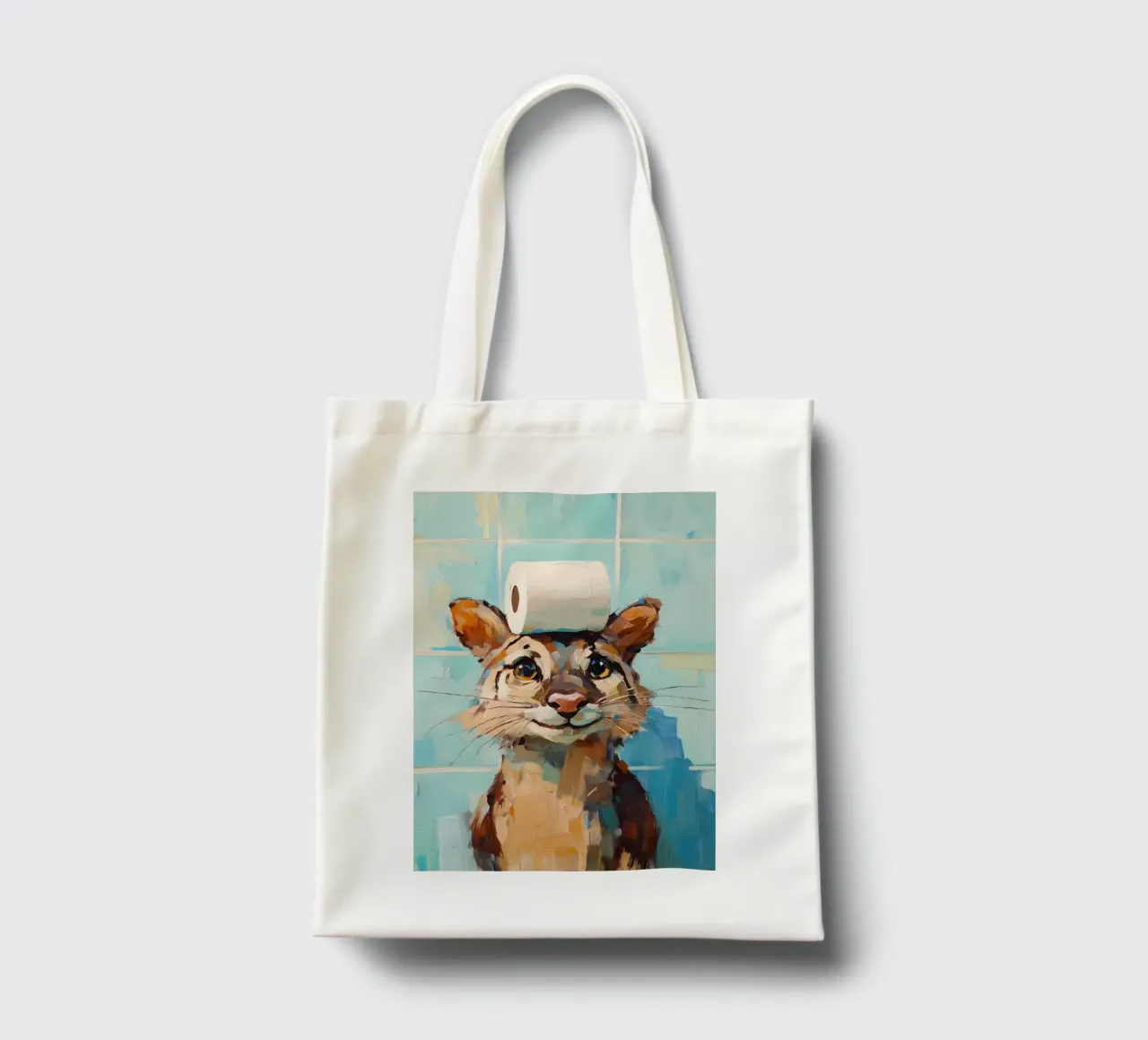 Cat with Toilet Paper Hat tote bag by Adrian Patel