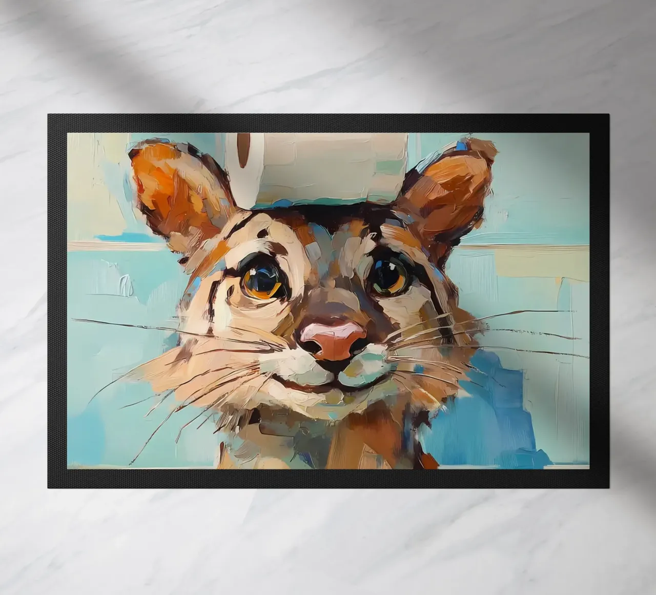Gatto con cappello di carta igienica zerbino da Adrian Patel