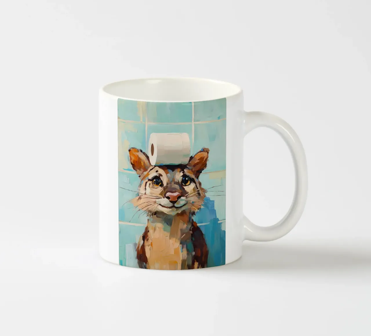 Gatto con cappello di carta igienica tazza in ceramica da Adrian Patel