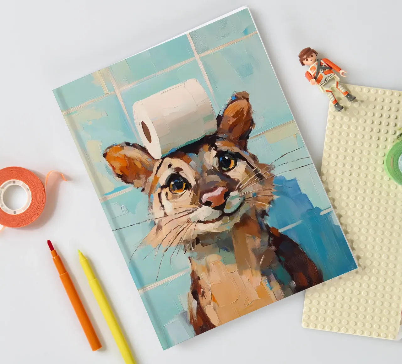 Chat avec chapeau en papier hygiénique carnet de notes de Adrian Patel