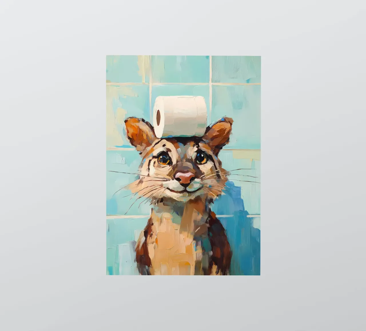Chat avec chapeau en papier hygiénique autocollant de Adrian Patel