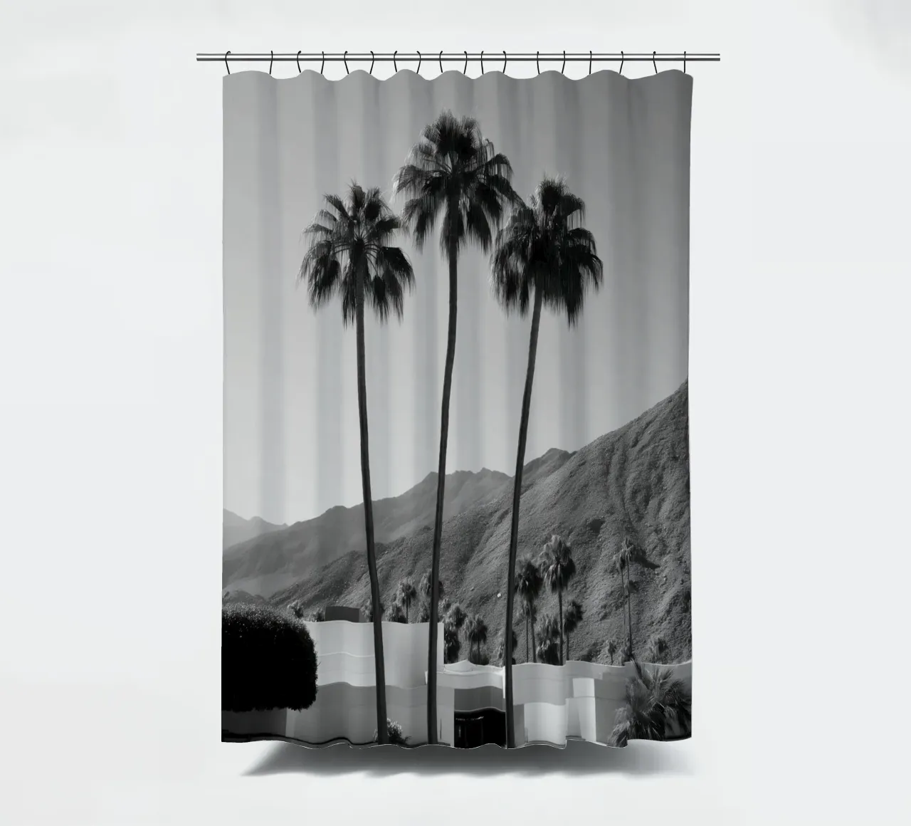 Mid-Century Modern Palm Trees shower curtain by Indigo Tides Art