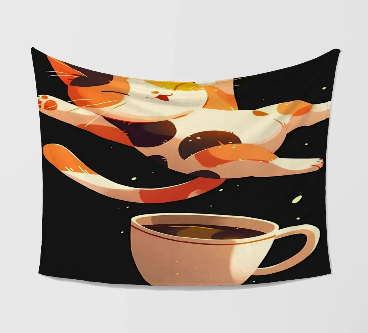 Il caffè mi tiene in vita Cat coperta in pile da Bartosz Powalka