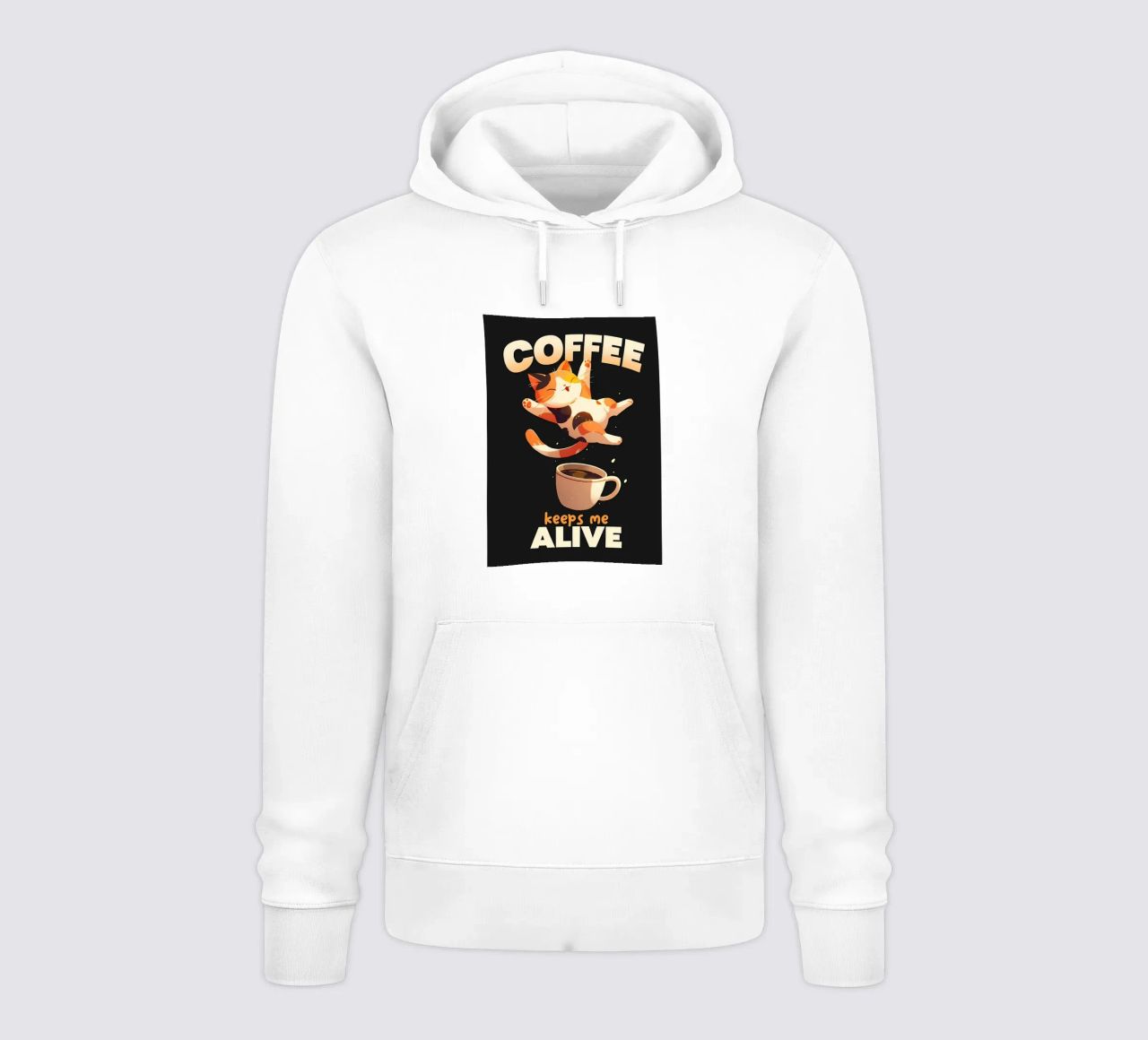 Il caffè mi tiene in vita Cat felpa con cappuccio da Bartosz Powalka