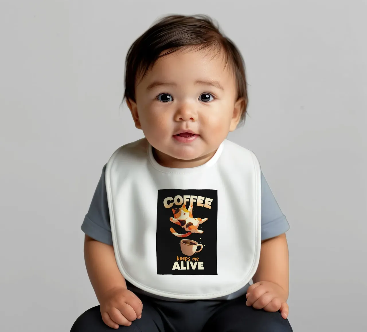 Il caffè mi tiene in vita Cat bavaglino da Bartosz Powalka