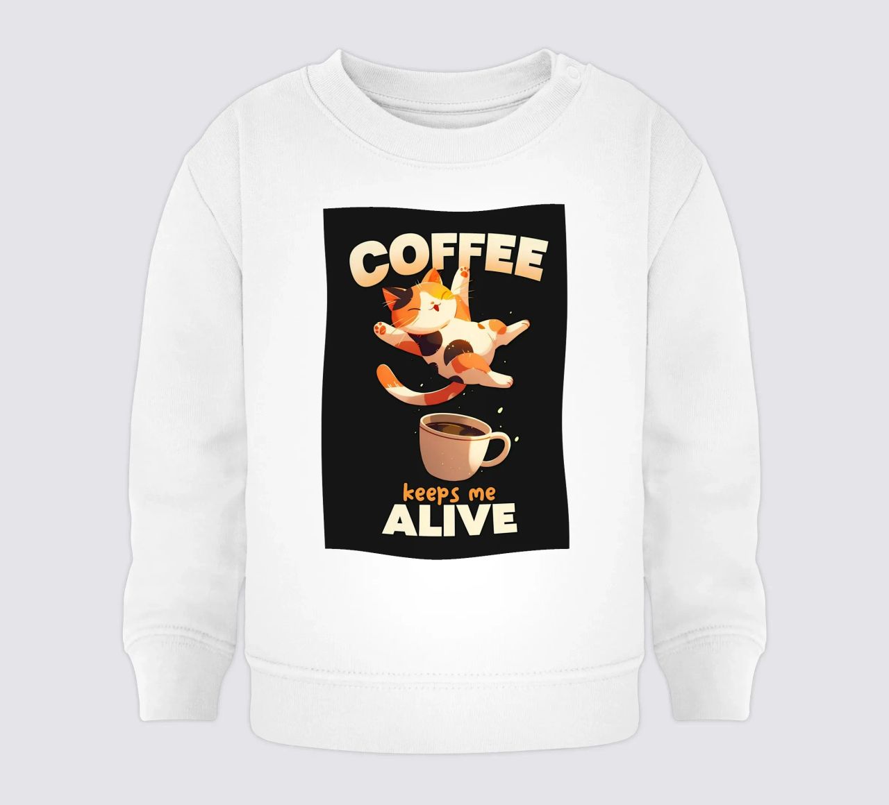 Il caffè mi tiene in vita Cat felpa neonato da Bartosz Powalka