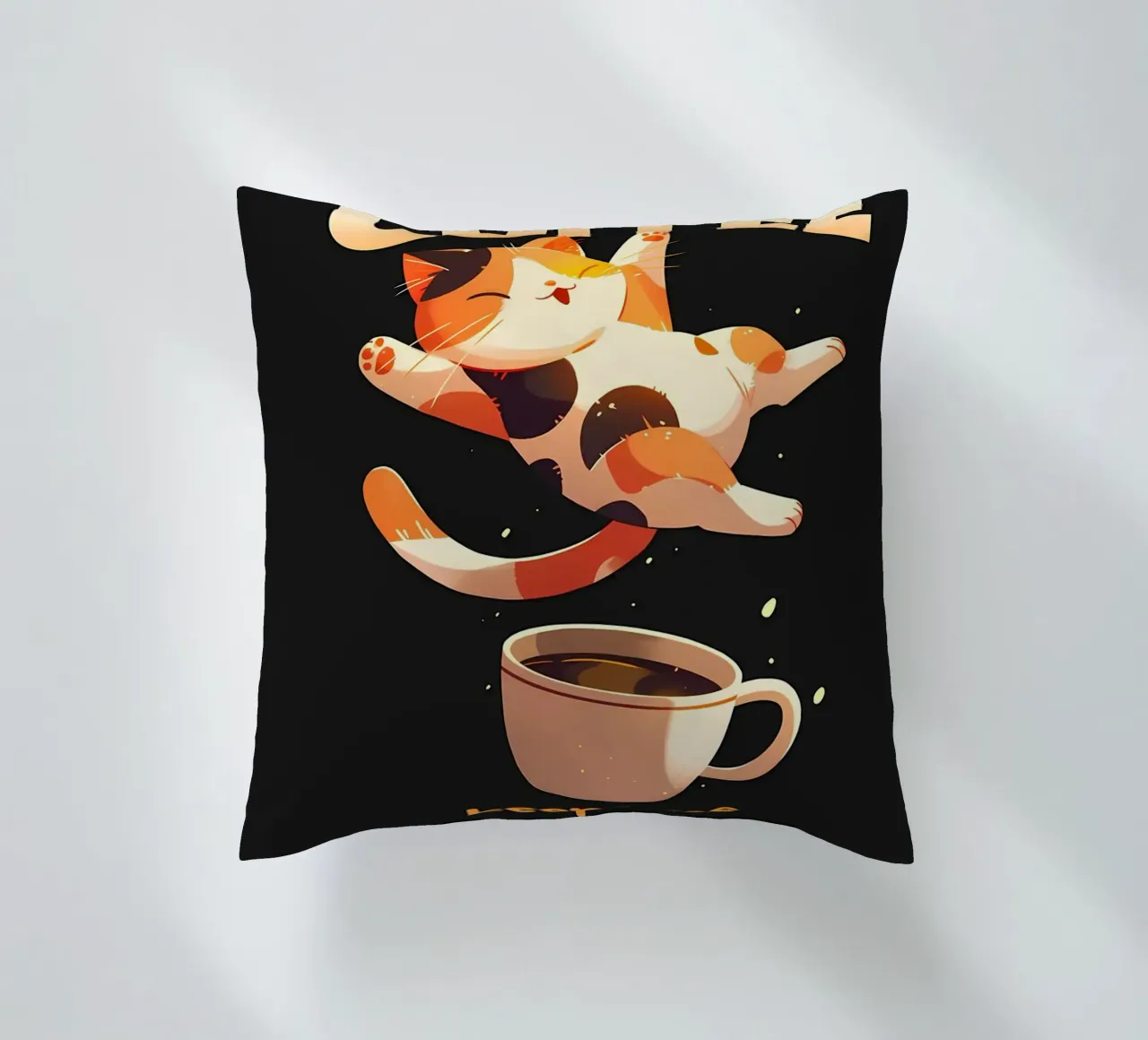 Il caffè mi tiene in vita Cat cuscino da Bartosz Powalka