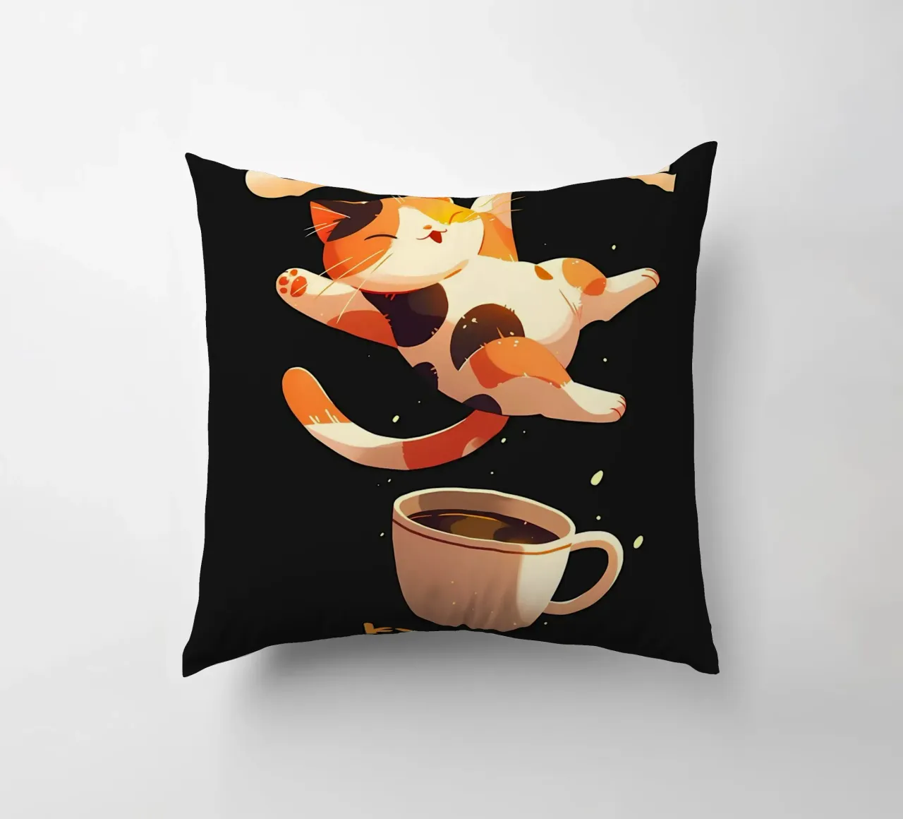 Il caffè mi tiene in vita Cat cuscino da Bartosz Powalka