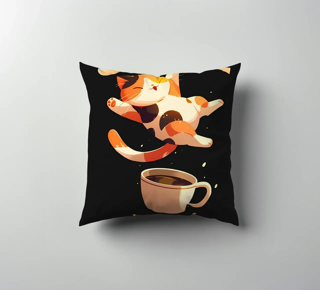 Il caffè mi tiene in vita Cat cuscino da Bartosz Powalka