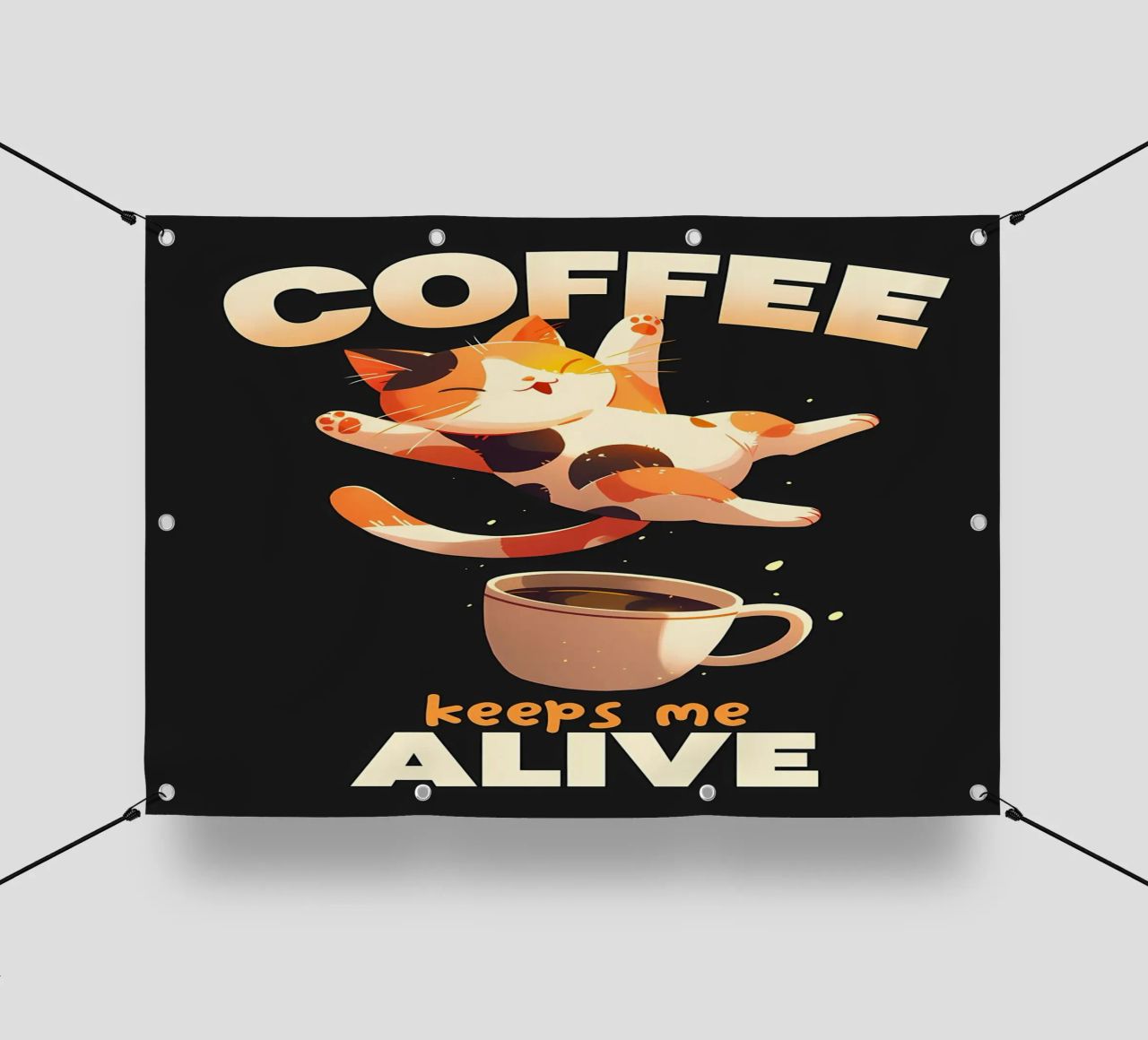 Il caffè mi tiene in vita Cat telo in pvc da Bartosz Powalka