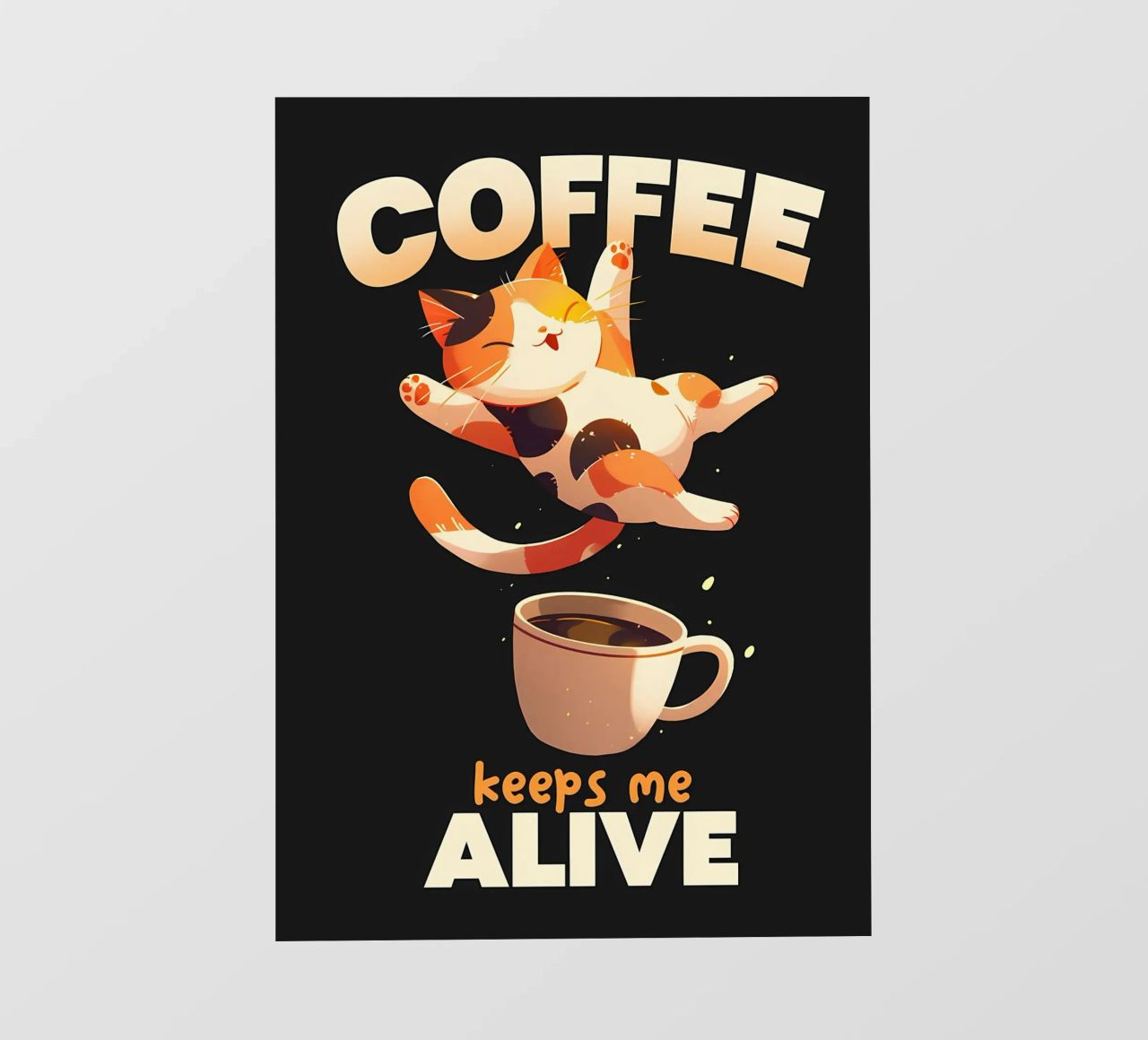 Il caffè mi tiene in vita Cat telo in pvc da Bartosz Powalka