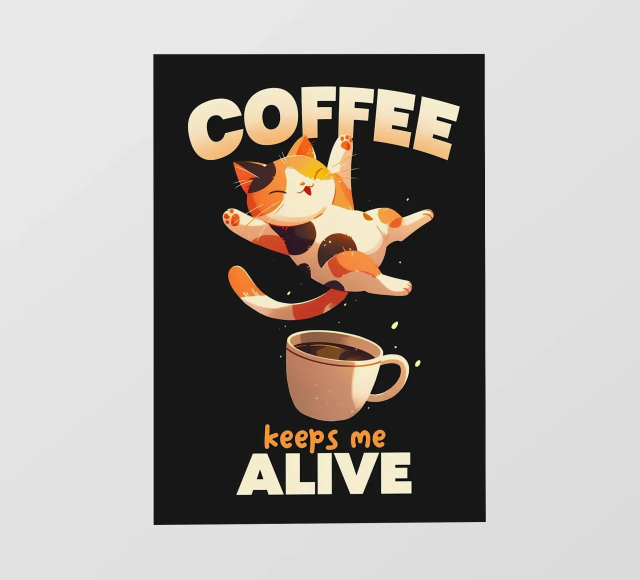 Il caffè mi tiene in vita Cat telo in pvc da Bartosz Powalka