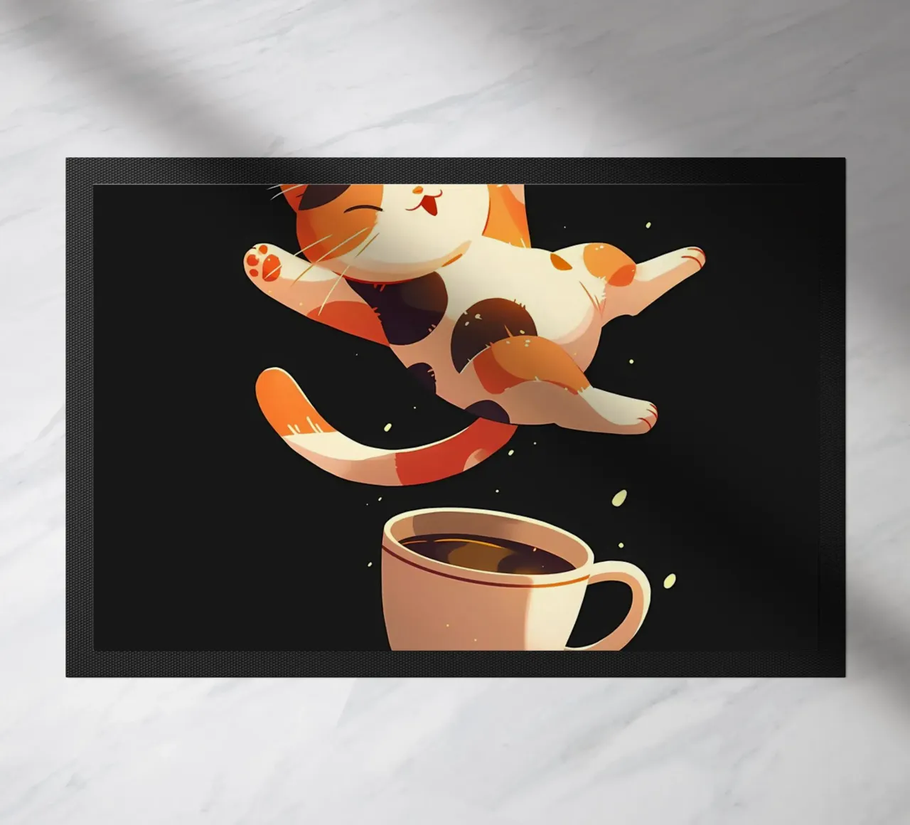 Il caffè mi tiene in vita Cat zerbino da Bartosz Powalka
