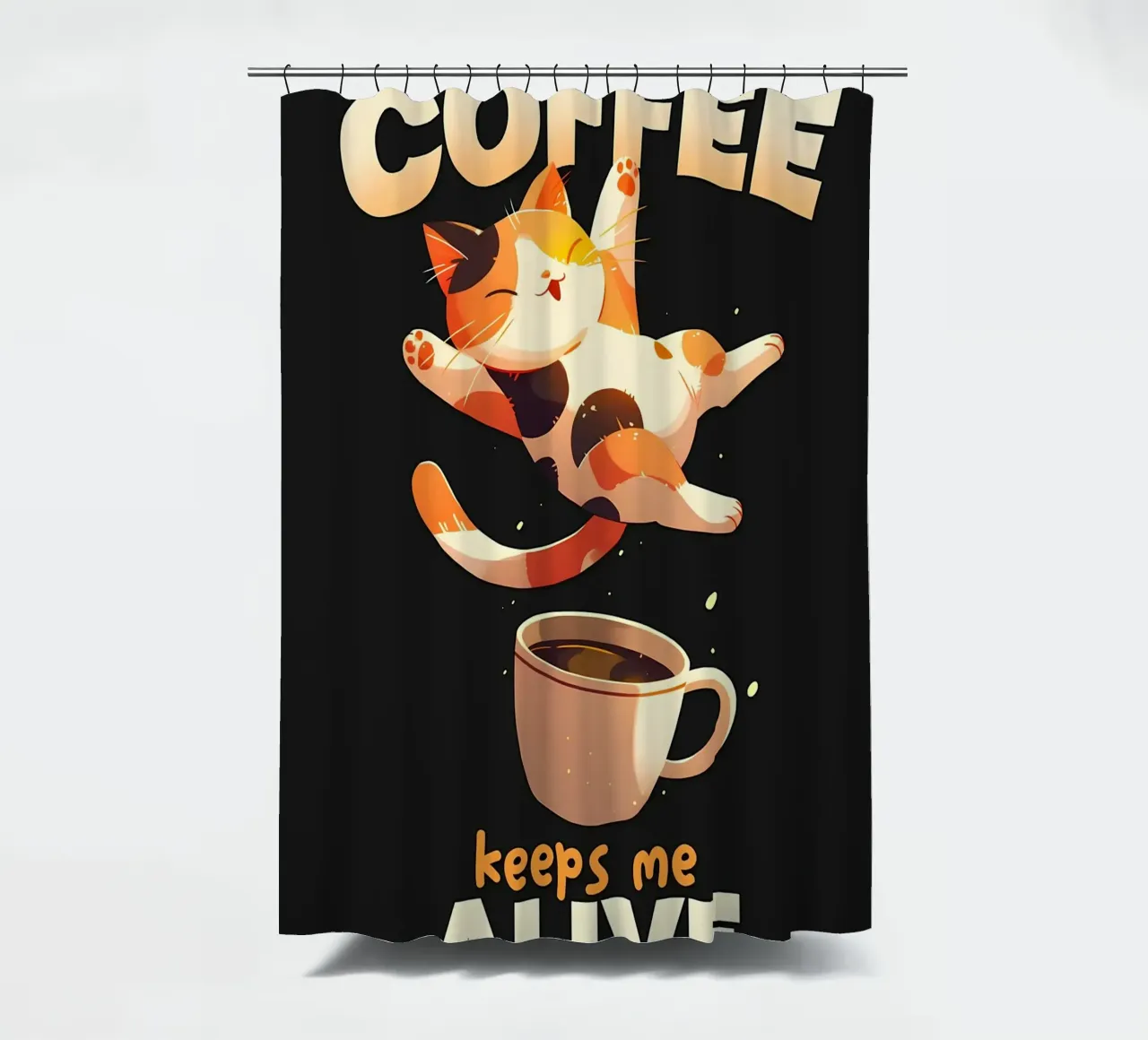 Il caffè mi tiene in vita Cat tenda da doccia da Bartosz Powalka