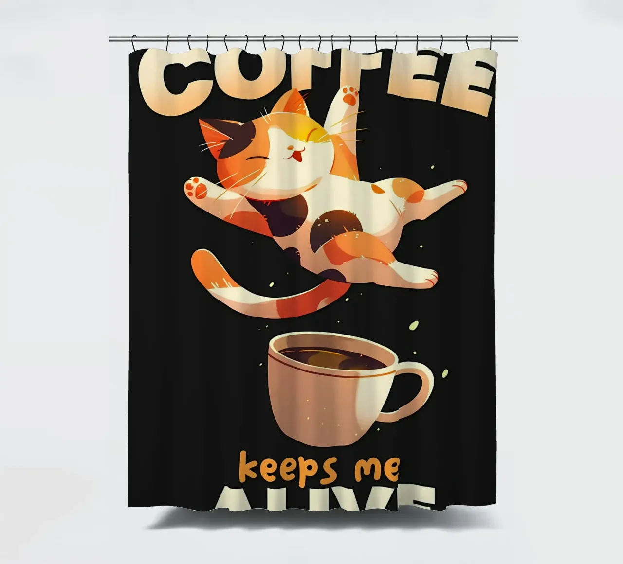 Il caffè mi tiene in vita Cat tenda da doccia da Bartosz Powalka