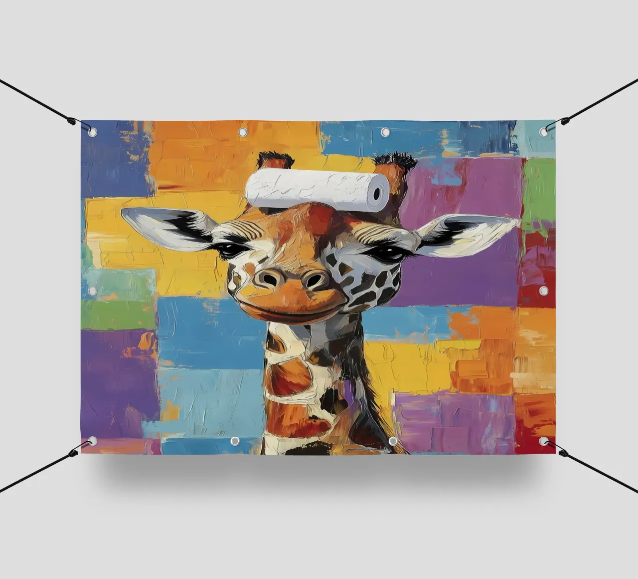Giraffa con carta igienica telo in pvc da Adrian Patel