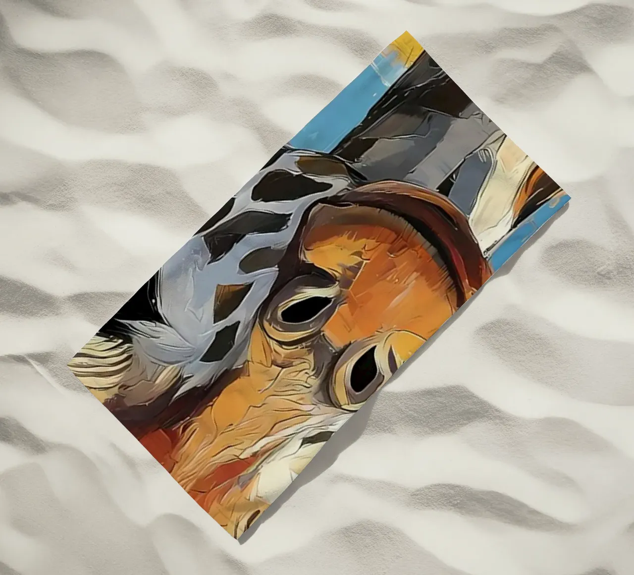Giraffa con carta igienica telo mare da Adrian Patel