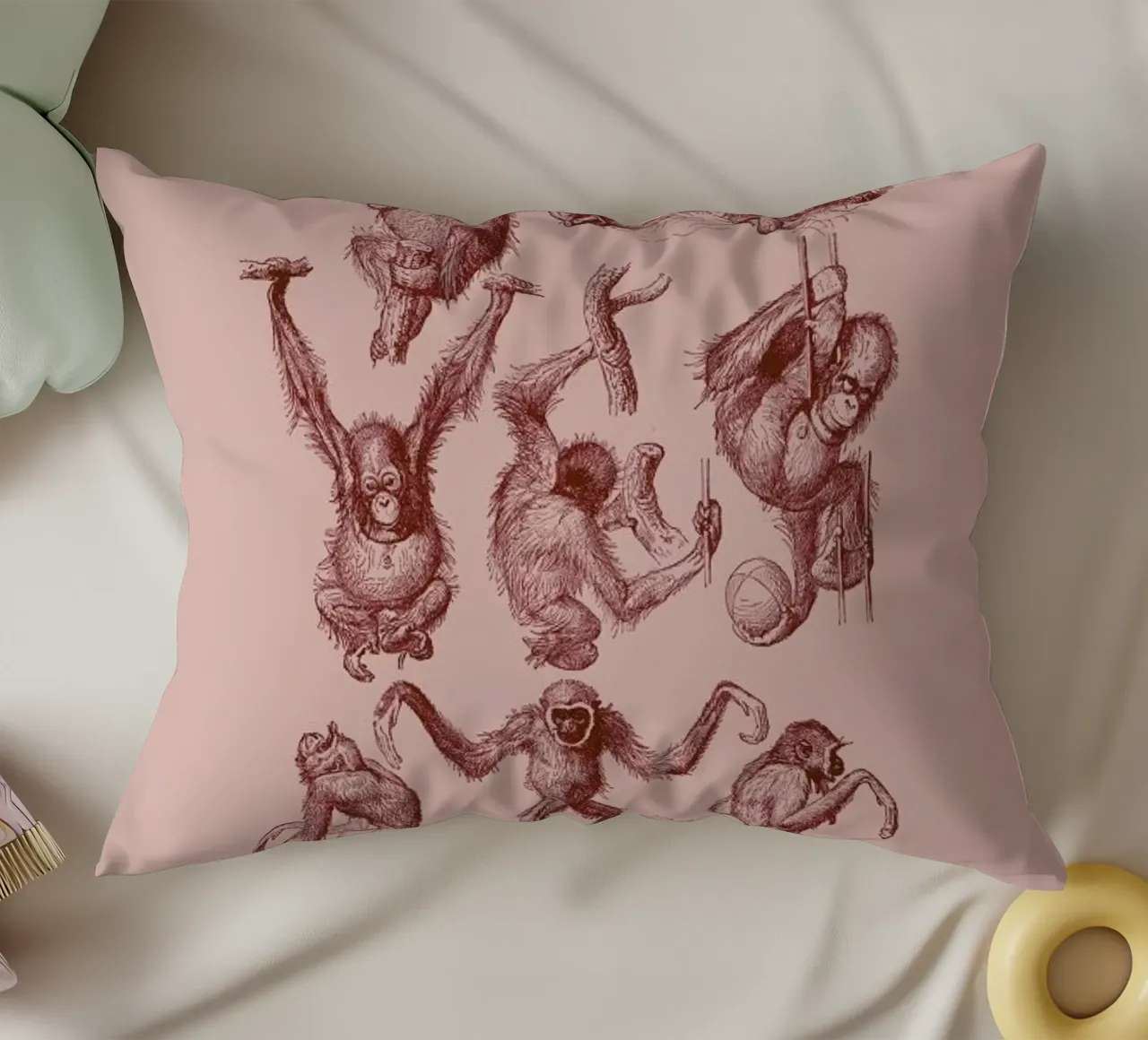 Orangutans and Gibbons II cuscino da Flora & Fauna