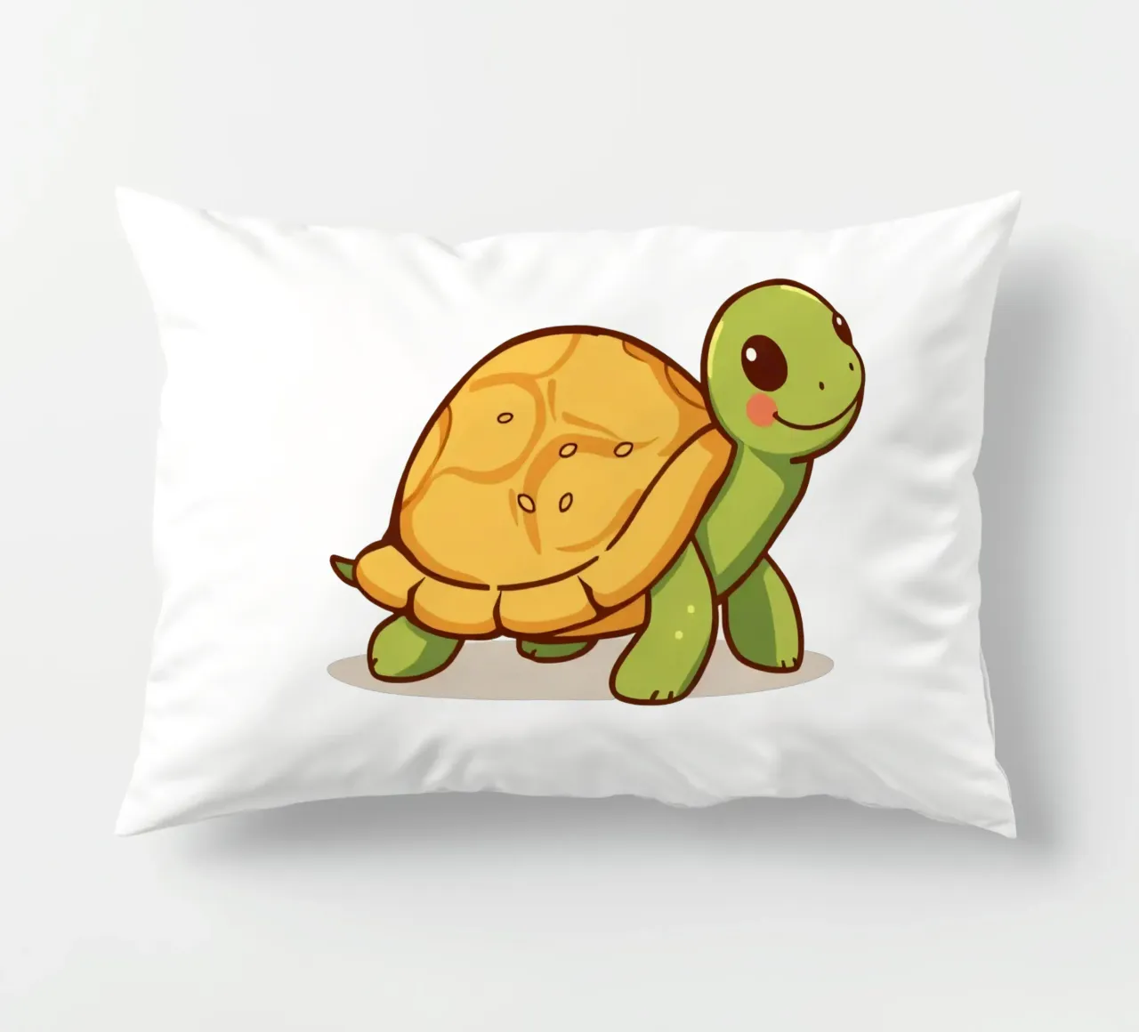 A cheerful cartoon turtle happily wanders decorative cushion by DesignDoodle