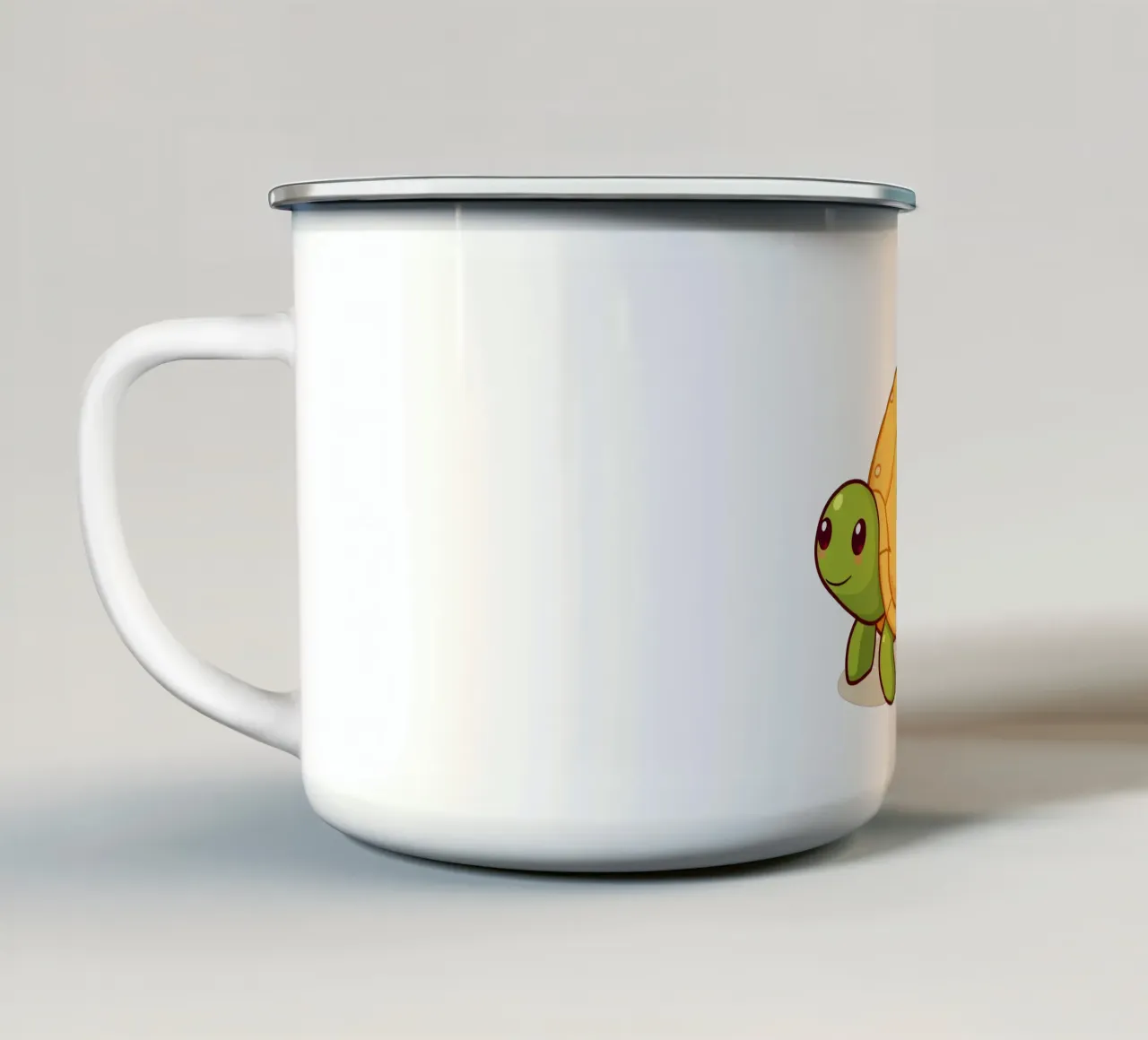 Tartaruga carina dei cartoni animati che cammina giocosamente tazza in smalto da DesignDoodle