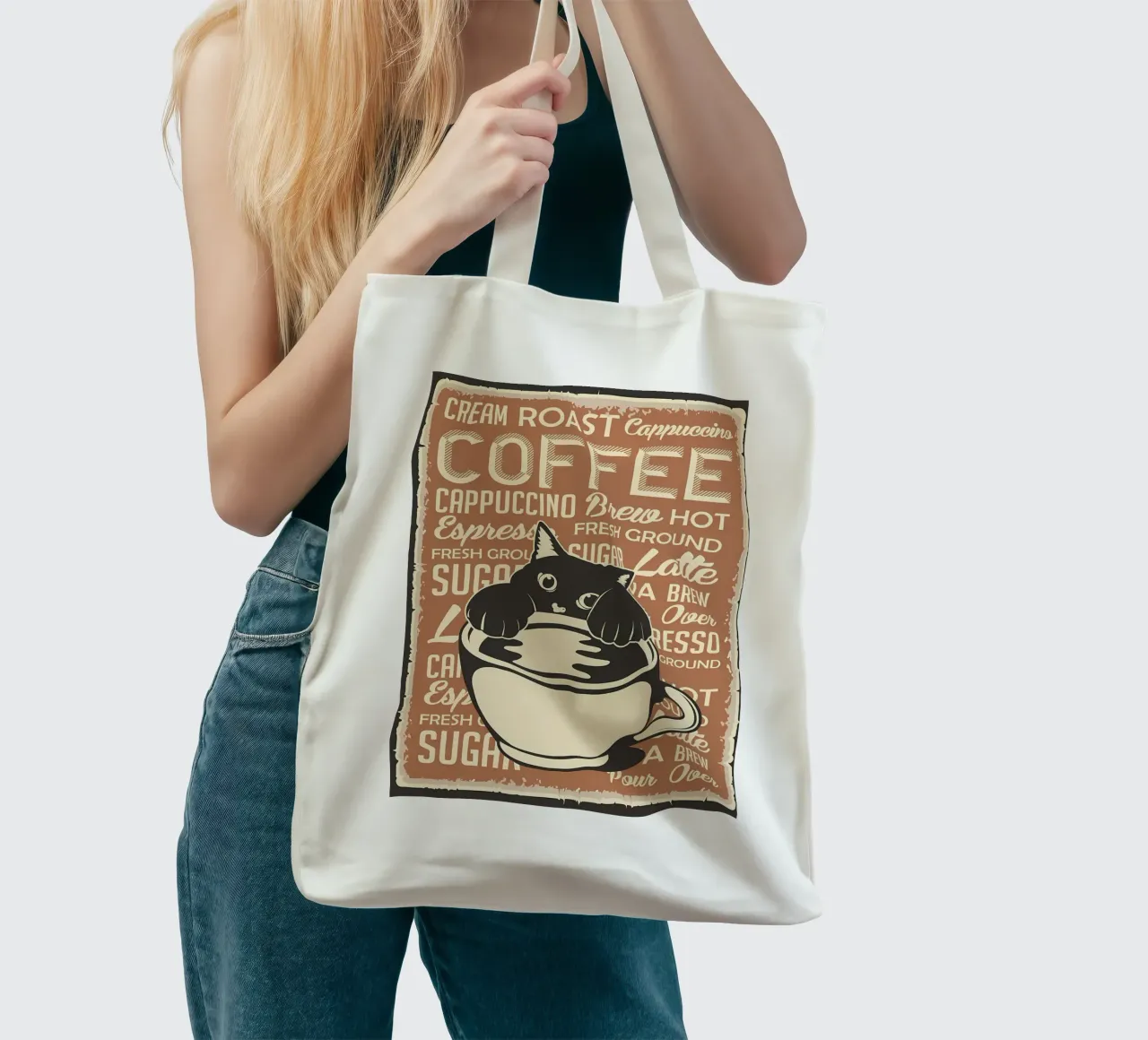 Gatto e caffè 4 borsa in juta da Bartosz Powalka