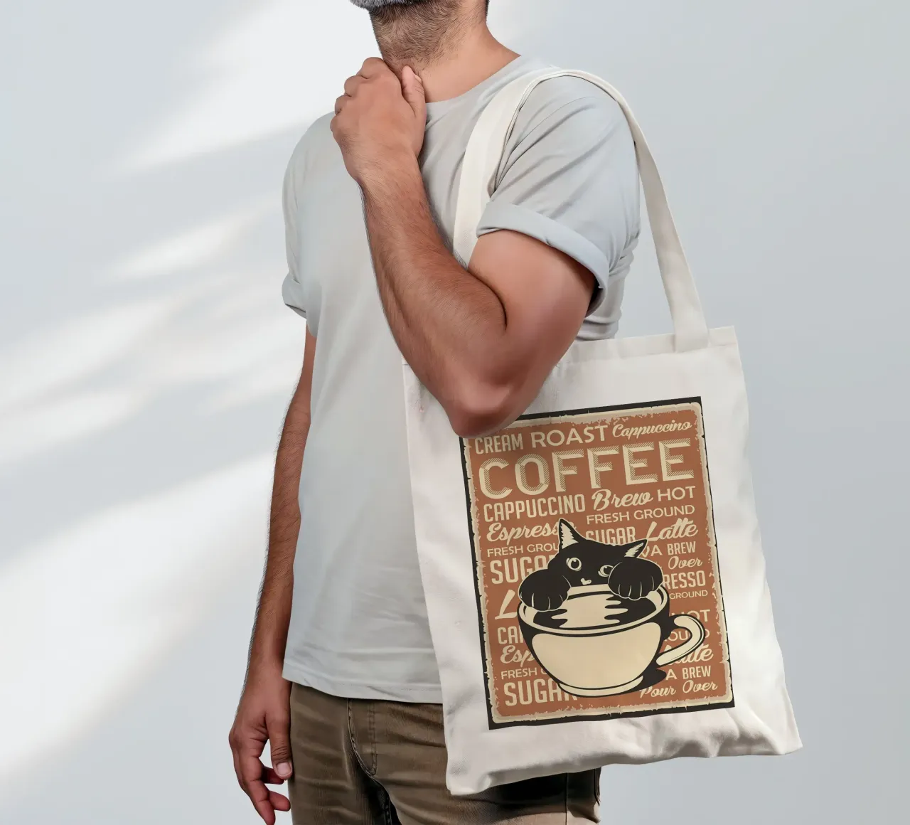 Gatto e caffè 4 borsa in juta da Bartosz Powalka